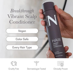 NULASTIN Vibrant Scalp Conditioner dispense pump shows easy, mess-free application.