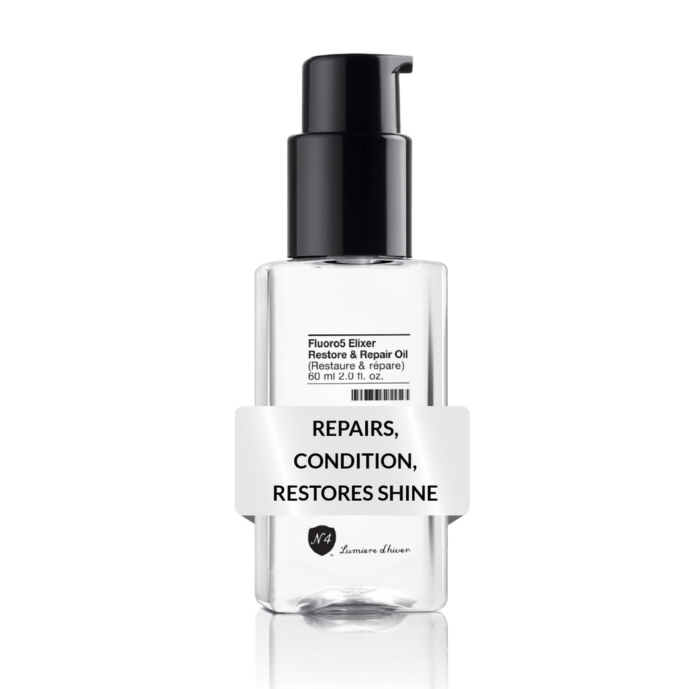Number 4 Fluoro5 Elixir bottle pour shows even hydration for daily use