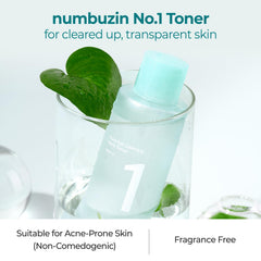 numbuzin No.1 Toner ingredients-visual highlighting centella and licorice benefits
