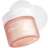 numbuzin No.4 toner pads embossed texture close-up for gentle exfoliation.