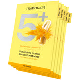 Numbuzin No.5 sheet mask packaging highlights glow-boosting formula for radiant skin.