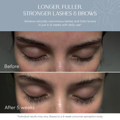 NUNA Eyelash Growth Serum bottle closeup shows sleek design and precision applicator for easy application.