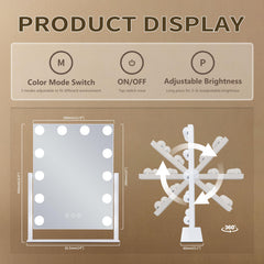 NUSVAN vanity mirror with detachable 10x magnification for precise eyeliner and mascara tasks