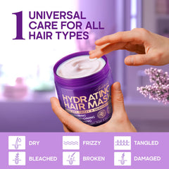 NutraHarmony Hair Mask application on hands ready for deep conditioning.
