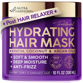 NutraHarmony Hydrating Hair Mask jar close-up showing rich texture for smooth hair.