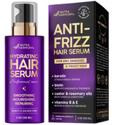 NUTRAHARMONY Hydrating Hair Serum bottle shows lightweight hydration for silky, frizz-controlled styling.