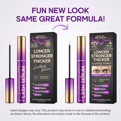 NutraHarmony Lash Serum packaging on vanity signaling vegan non irritating formula