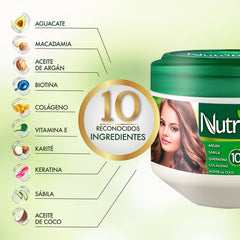 Nutribela10 ingredientes aguacate argán para nutrición intensiva del cabello