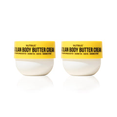 Nutrius Brazilian Body Butter 2-Pack packaging showcases smooth, non-greasy hydration