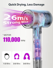 NUTROMO hair dryer control panel close-up highlights adjustable temperature and speed settings.
