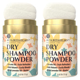 Nuva Botanicals dry shampoo 2pc front view for quick oil absorption on the go