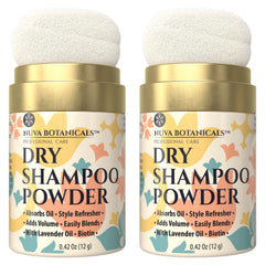 Nuva Botanicals dry shampoo 2pc front view for quick oil absorption on the go