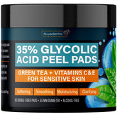 NUVADERMIS 35% Glycolic Peel Pads close-up showing double-sided texture for gentle exfoliation and pore refinement.