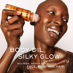 Nuxe Huile Prodigieuse Shimmer Roll-On application shot for quick targeted radiance.