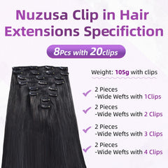 Nuzusa clip-in extensions back view for added volume