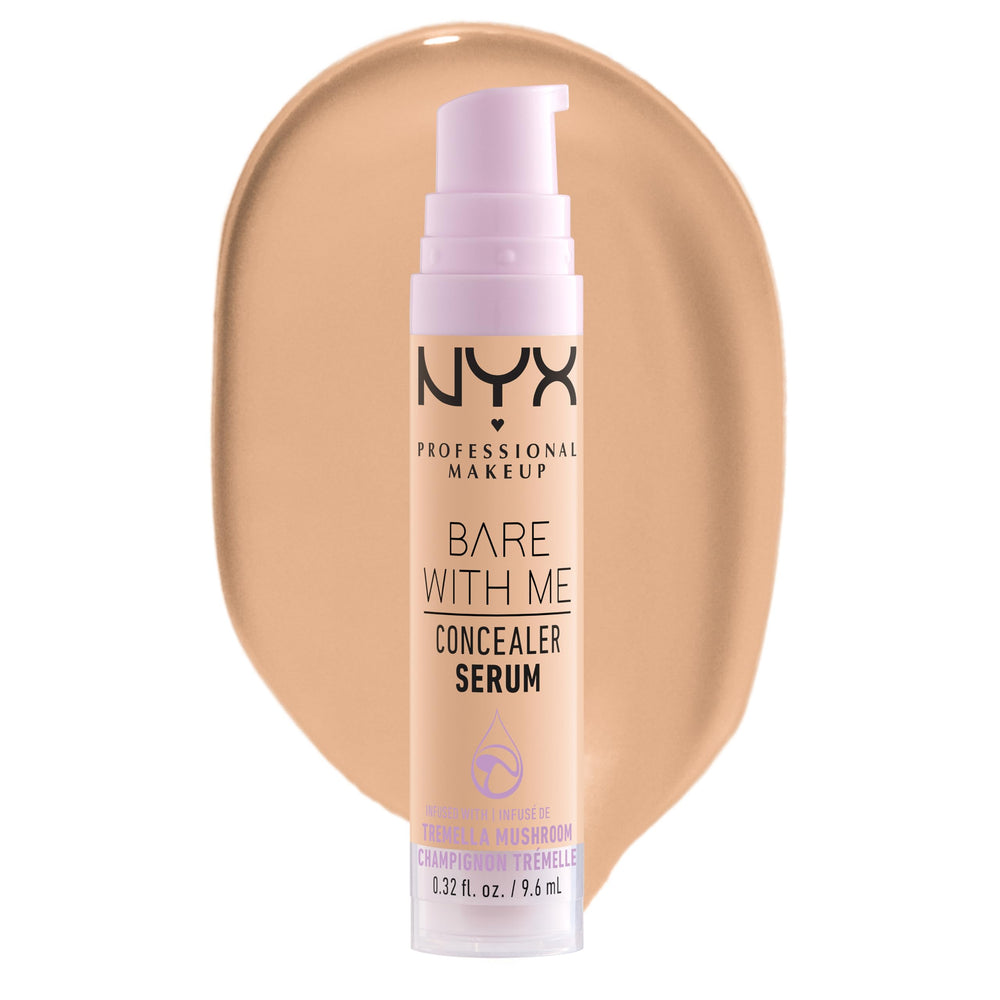 NYX Bare With Me Concealer Serum bottle with pump for all-day hydration and natural finish