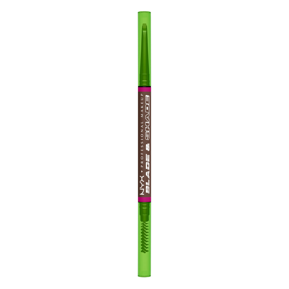 NYX Blade & Shade Brow Pencil dual-edged tip creates precise hairlike strokes for natural brows.