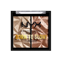NYX Born To Glow icy highlighter duo compact delivers ultra-reflective platinum glow for contouring