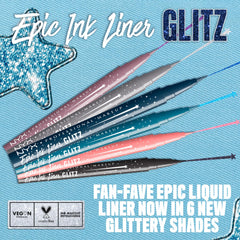 NYX Epic Ink Glitz Liner brush-tip enables precise single-stroke application