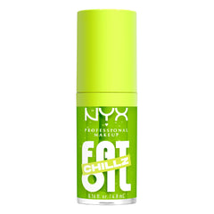 NYX Fat Oil Chillz Kiwi Freeze application shows cooling gloss with a high shine finish.