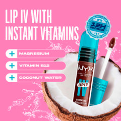 NYX Lip IV application on lips for natural tinted shine.
