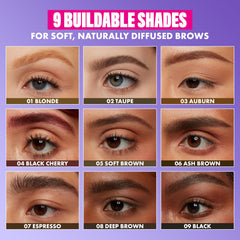 NYX Powder Louder Brow Pencil Espresso spoolie-action showcasing brow grooming and shaping