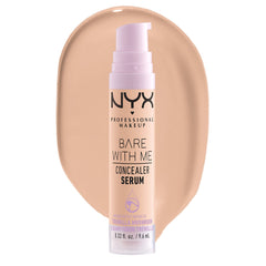 NYX Bare With Me Concealer Serum bottle showing 24-hour hydration for skin.
