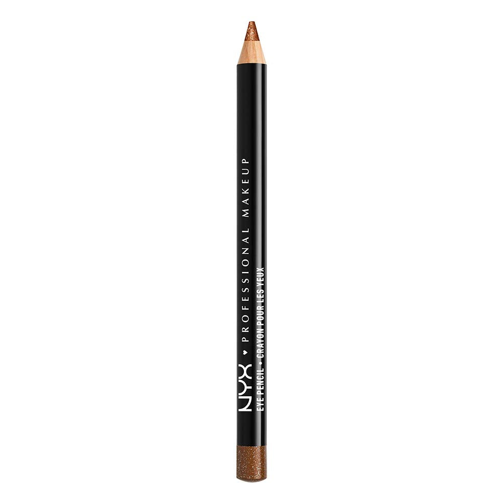 NYX Slim Eye Pencil Bronze Shimmer closeup shows creamy, long-wearing formula for defined eyes.