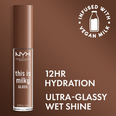 NYX This Is Milky Gloss wand application demonstrates buildable milky color and shine