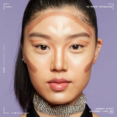 NYX Wonder Stick Universal Light swatch reveals brightening highlight on cheekbones.