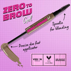NYX Zero to Brow Ash Blonde spoolie blending for natural-looking brows.
