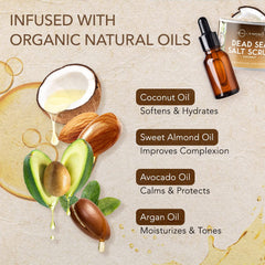 Applying the scrub in shower to target cellulite and dry skin areas