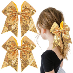 OAOLEER glitter cheer bow clip 7inch gold for party-ready hairstyles