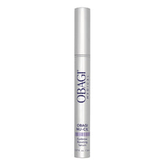 Obagi Nu-Cil serum bottle close-up highlighting fuller-looking brows.