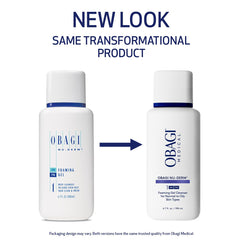 Obagi Nu-Derm Foaming Gel Cleanser bottle side view highlights daily gentle skincare.