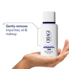 Obagi Nu-Derm Gentle Cleanser foam texture suggesting gentle cleansing.