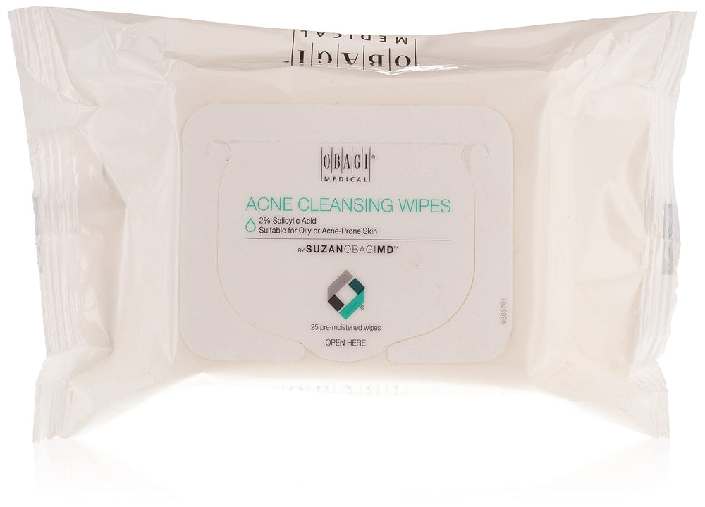 Obagi Medical SUZANOBAGIMD cleansing wipes packaging for portable oil-control cleansing.