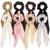 obeoby 8pcs bow hair scrunchies colors display for versatile styling and daily outfits