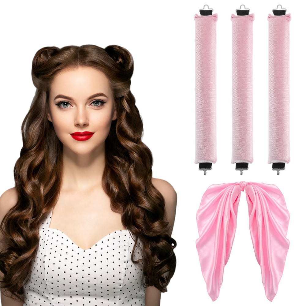 obeoby heatless curling rods pink pack for overnight curls