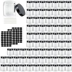 OBKJJ 60-pack clear 4oz containers with lids, travel-friendly leakproof design for cosmetics.