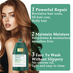 OBRADOYA keratin mask application steps show easy at-home treatment.