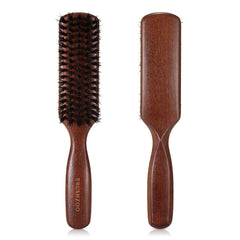 O BRUSHZOO hair brush with wood handle glides through hair for detangling and shine.