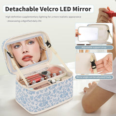 OCHEAL travel case brush compartment highlighting mess-free cosmetics management.