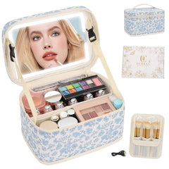 OCHEAL makeup bag with LED mirror closed view for on-the-go touch-ups.