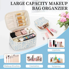 OCHEAL makeup bag set large bag interior reveals organized dividers for brushes and bottles