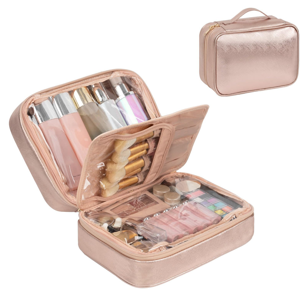 OCHEAL makeup bag side view with sturdy handle for easy travel