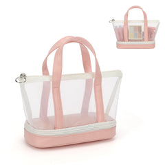 OCHEAL small makeup bag pink front view emphasizes portable, travel-friendly design for daily use.