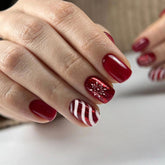 OCOUYVD Christmas press-on nails red square glossy for quick festive manicure