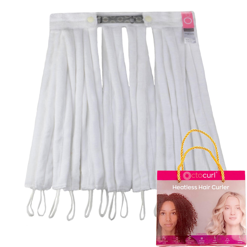 Octocurl heatless headband setup for overnight styling on long hair.