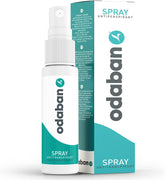 Odaban Antiperspirant Spray bottle demonstrates fragrance-free, all-over-use design for protection.